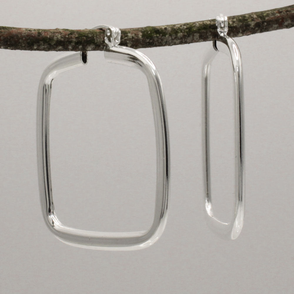 Lupita - Large Square Hoop Silver Earrings