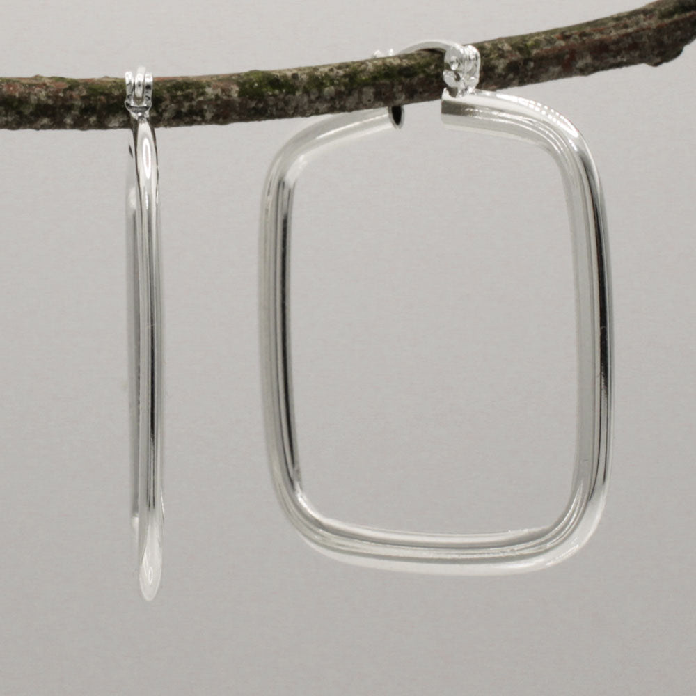 Lupita - Large Square Hoop Silver Earrings