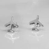 Memento Airplane Silver Stud Earrings