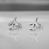 Memento Airplane Silver Stud Earrings