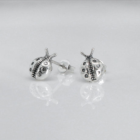 Memento Ladybird Oxidized Silver Stud Earrings