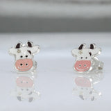 Memento Mini Cow Silver Stud Earrings