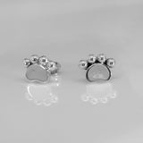 Memento Pawprint Silver Stud Earrings