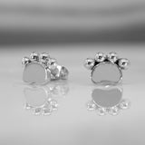 Memento Pawprint Silver Stud Earrings