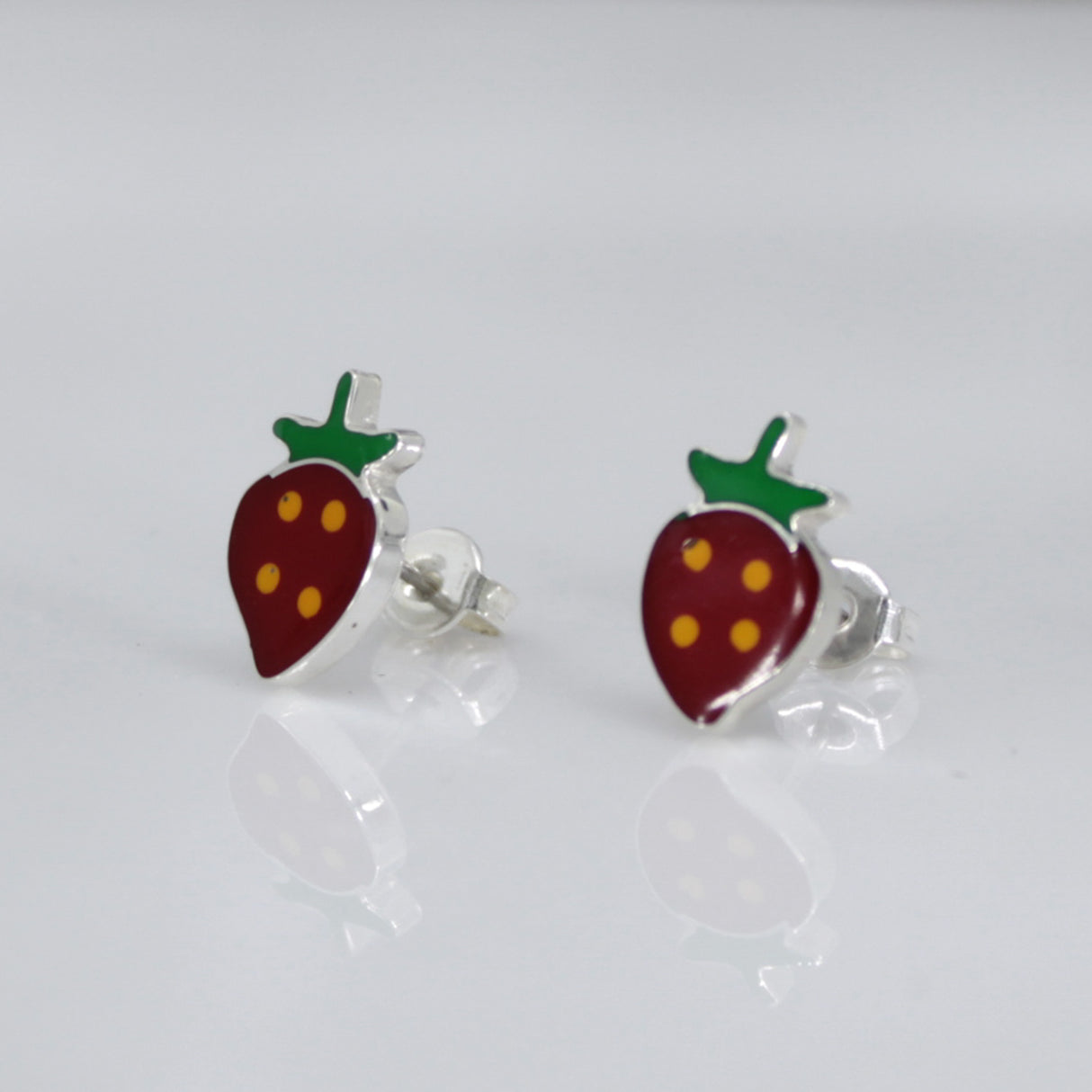 Memento Strawberry Silver Stud Earrings