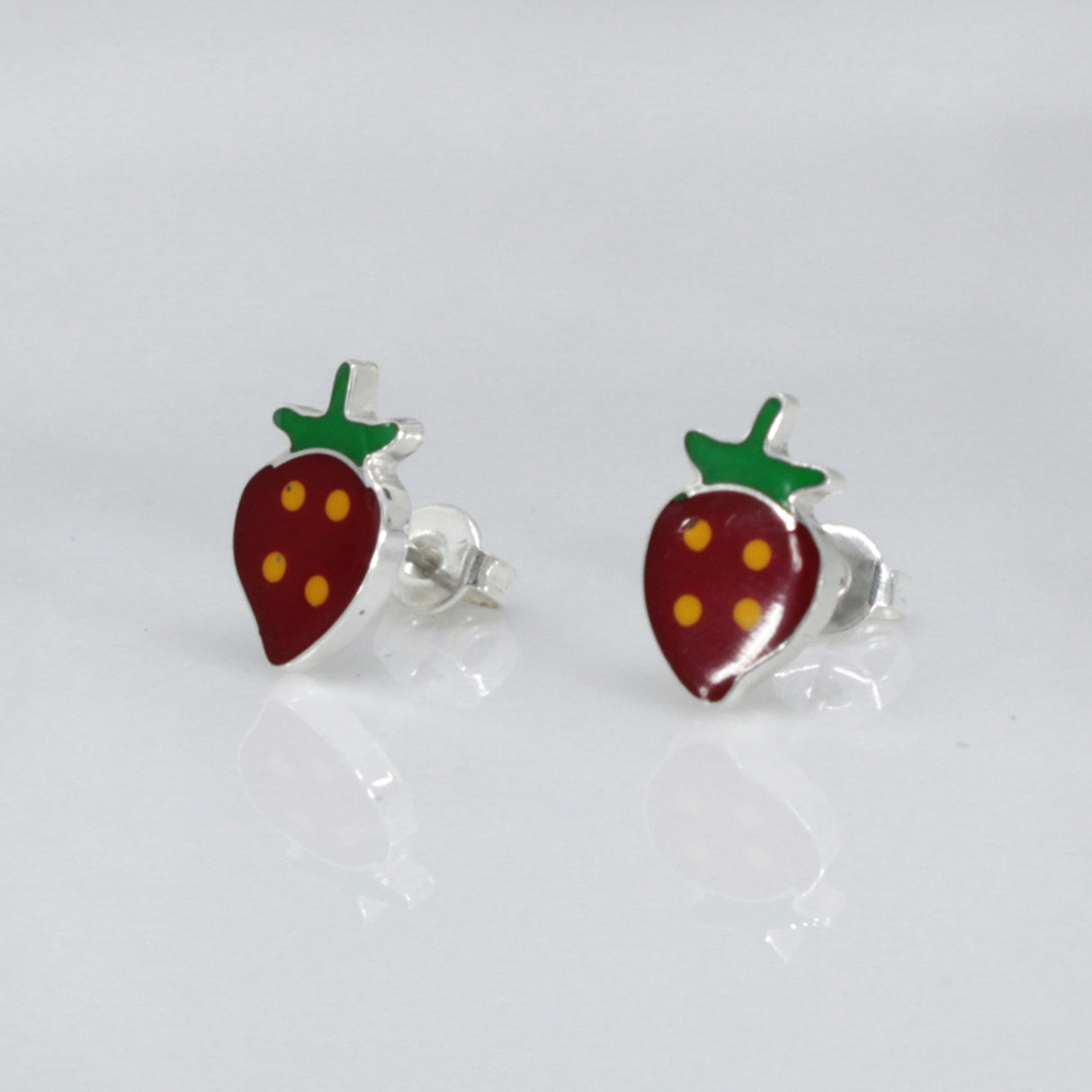 Memento Strawberry Silver Stud Earrings