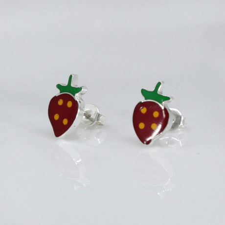 Memento Strawberry Silver Stud Earrings