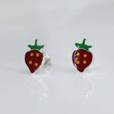 Memento Strawberry Silver Stud Earrings
