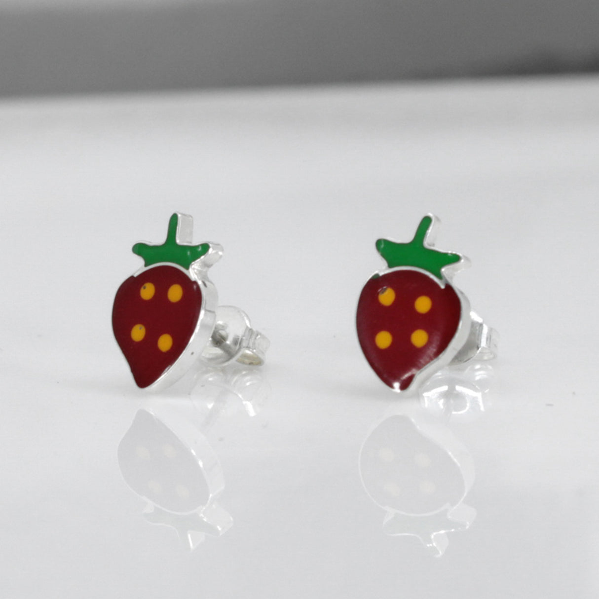 Memento Strawberry Silver Stud Earrings