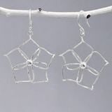 Moíneir - Fiesta Plumeria Silver Earrings - Dangle