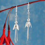 Móinéir Fuchsia Flower Silver Dangle Earrings