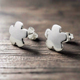 Moíneir - Small Clover Flower Silver Earrings - Stud