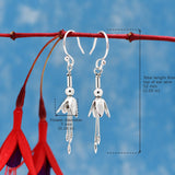 Móinéir Small Fuchsia Flower Silver Dangle Earrings