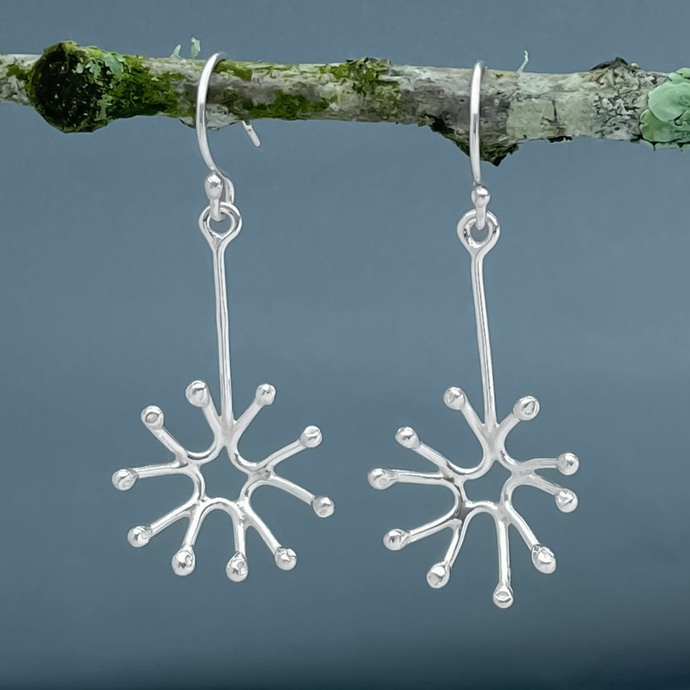 Móinéir Dandelion Silver Dangle Earrings