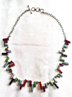 Sleveen Kinsale Steps Multi-Coloured Mosaic Resin Silver Necklace