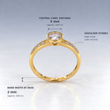 9K Gult Guld Rubover Ring med Cubic Zirconia Skuldre