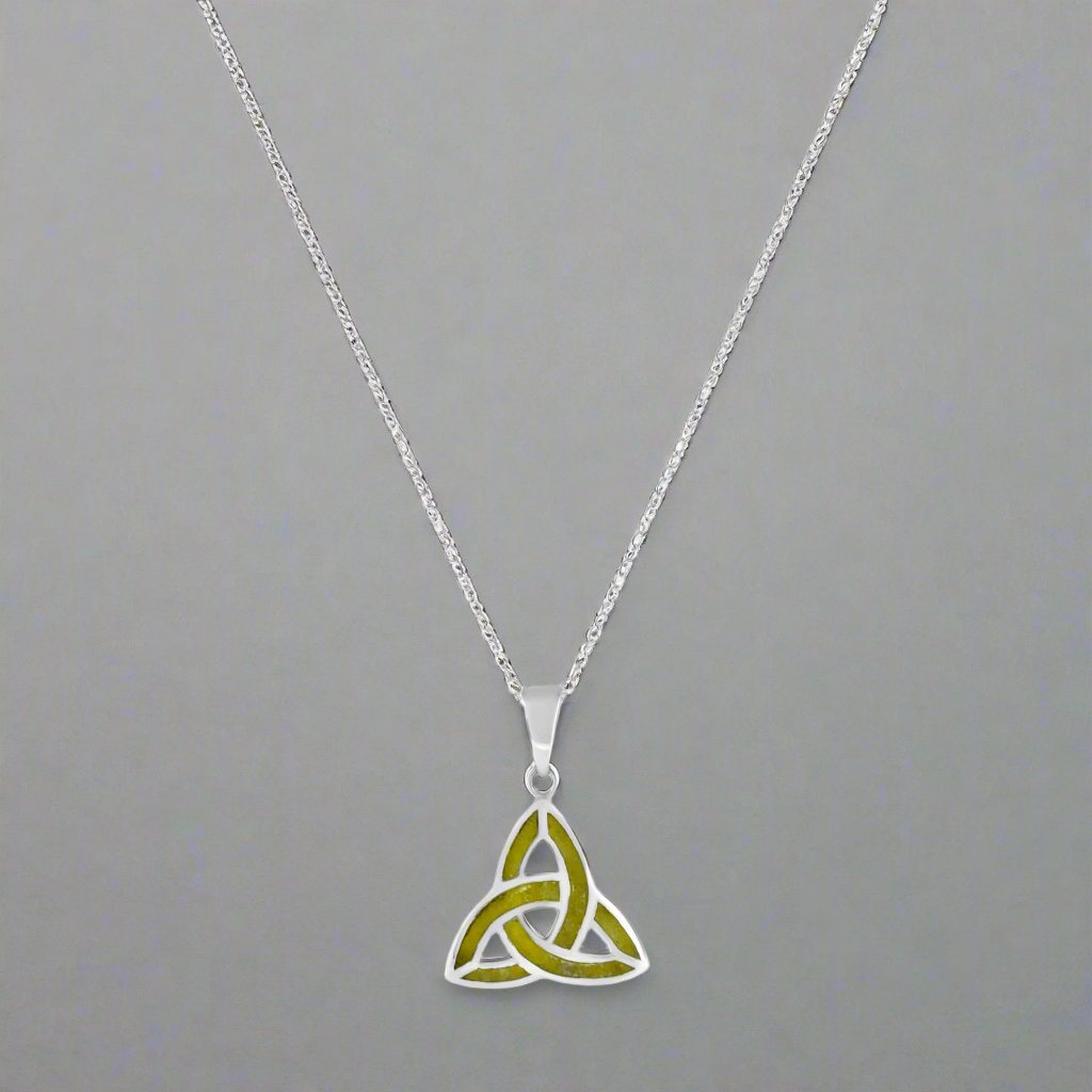 Trinity Knot Connemara Marble Silver Pendant