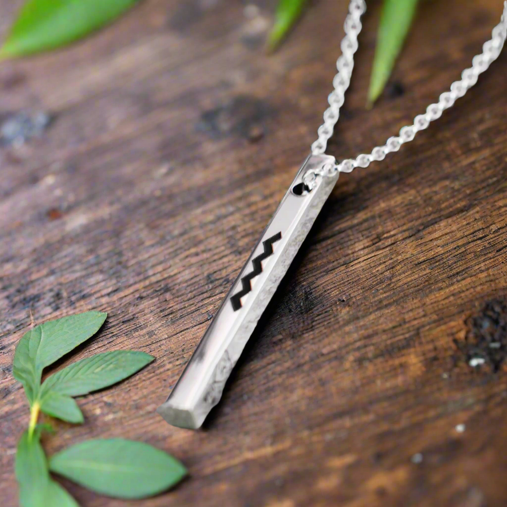 EIRE - Ogham Grá & Wild Atlantic Way Bar Silver Pendant