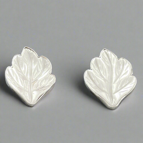 Péarla Carved Mother of Pearl Leaf Silver Stud Earrings,Ê Shop affordable, high-quality jewellery in Kinsale, West Cork, Ireland designed by