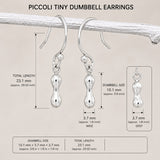 Piccoli Tiny Dumbbell Silver Dangle Earrings