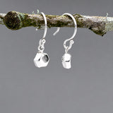 Piccoli Tiny Sculpted Hexagon Silver Dangle Earrings