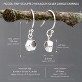Piccoli Tiny Sculpted Hexagon Silver Dangle Earrings