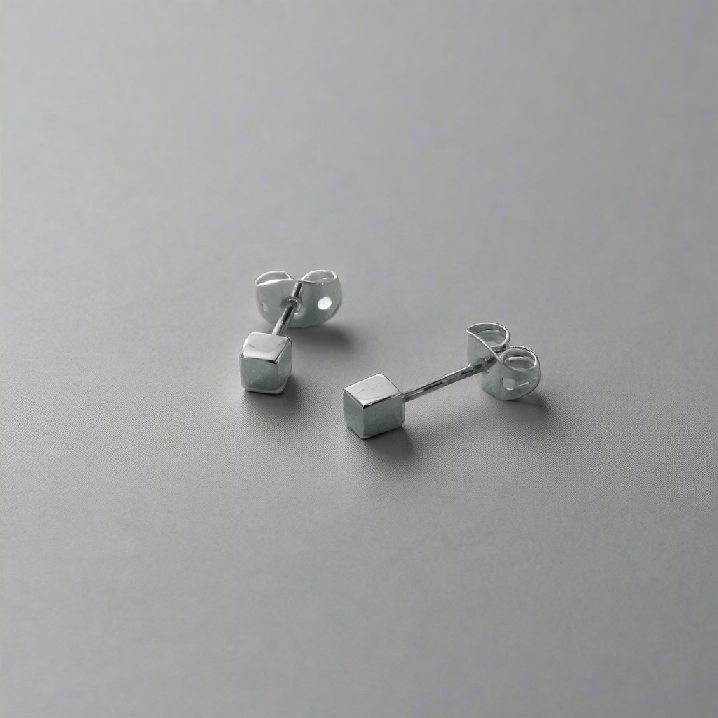 Piccoli Tiny Cube Silver Ireland Stud Earrings