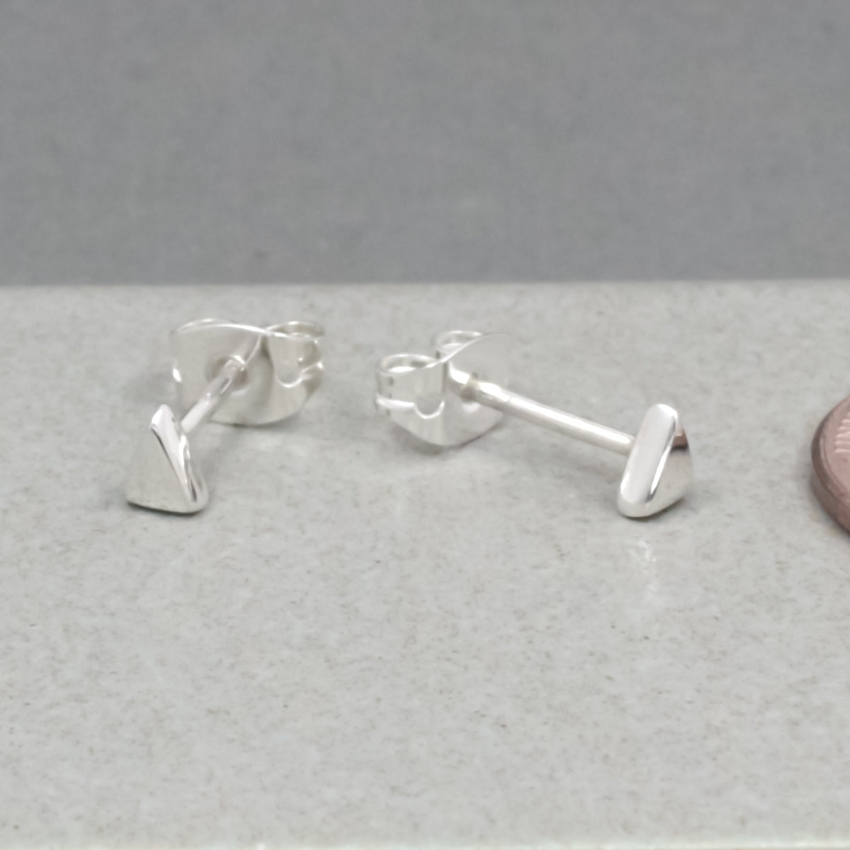 Piccoli Tiny Triangle Silver Stud Earrings