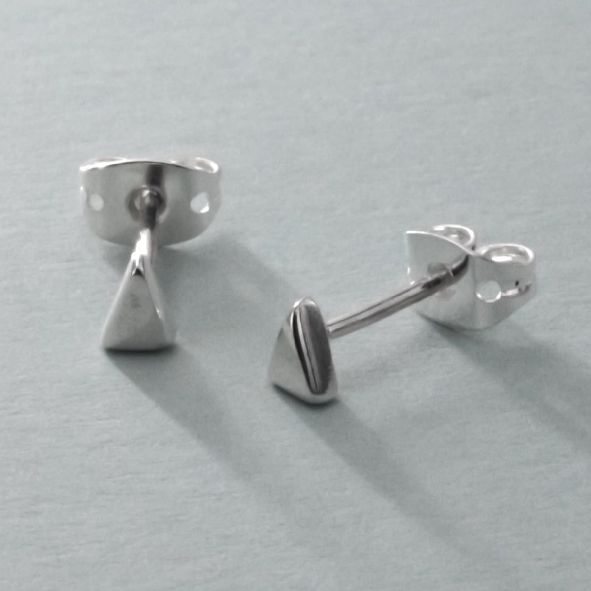 Piccoli Tiny Triangle Silver Stud Earrings
