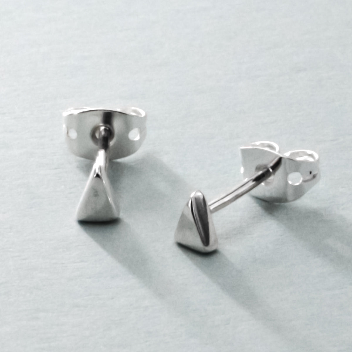 Piccoli Tiny Triangle Silver Stud Earrings