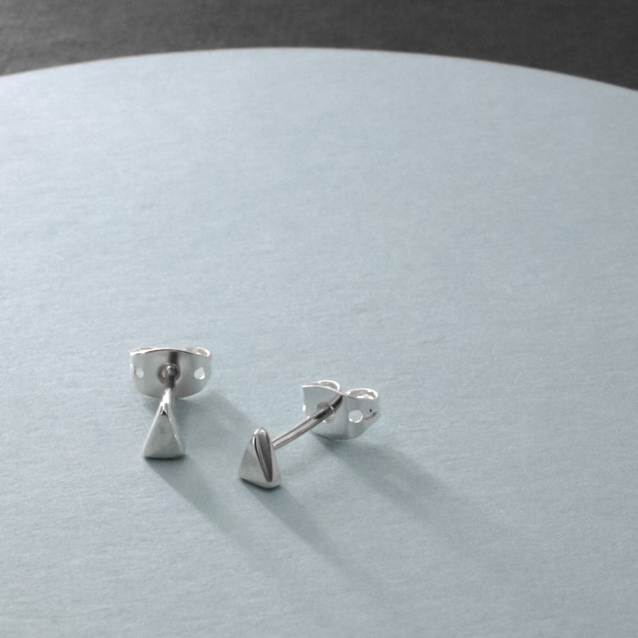 Piccoli Tiny Triangle Silver Stud Earrings