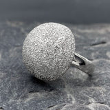 Artemis Glitter Dome Silver Adjustable Ring