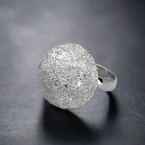 Artemis Glitter Dome Silver Adjustable Ring