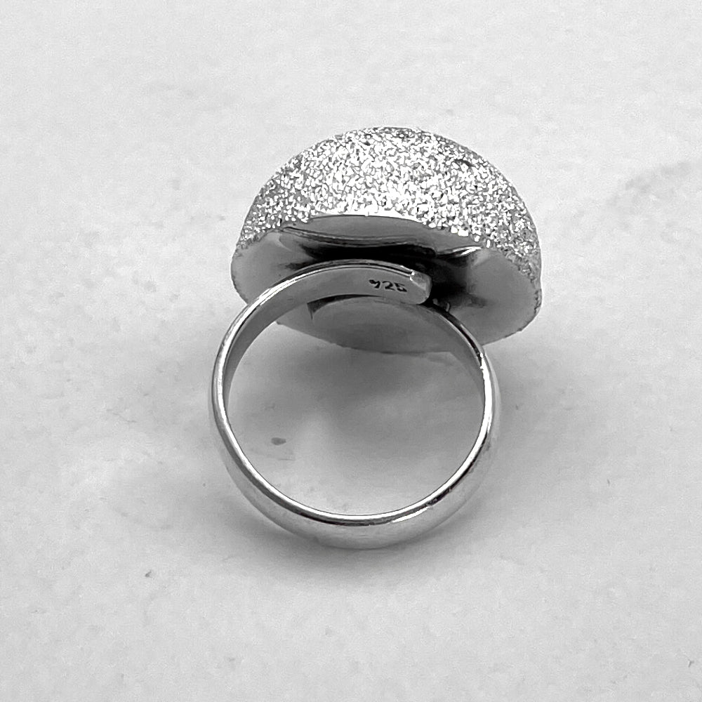Artemis Glitter Dome Silver Adjustable Ring