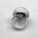 Artemis Glitter Dome Silver Adjustable Ring
