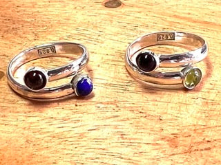 Candy Double Gemstone Silver Adjustable Ring