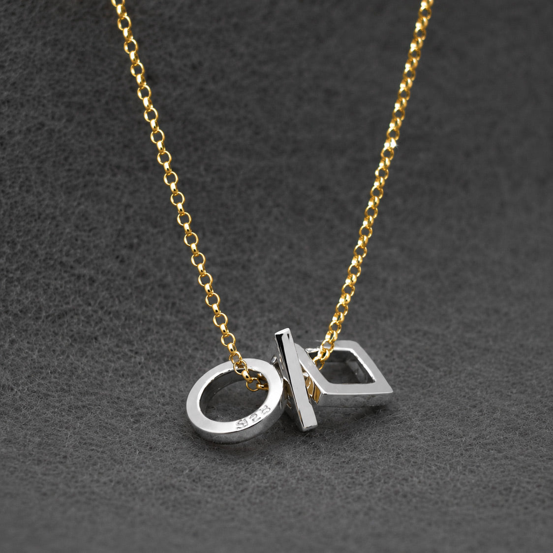 SAHA GeomeThree Charm Silver Pendant