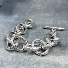 Aran Oval Hammered Link Silver Bracelet,Ê Shop affordable, high-quality jewellery in Kinsale, West Cork, Ireland designed by Croí Kinsale Jewellery