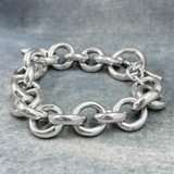 Saha - Oval Highly Polished Link Silver Bracelet