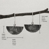 Saha DECO Abanico Oxidised Silver Dangle Earrings