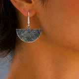 Saha DECO Abanico Oxidised Silver Dangle Earrings