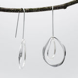 Saha Asymmetric Double Spinning Organic Oval Droplet Silver Dangle Earrings