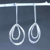 Saha Asymmetric Double Spinning Organic Oval Droplet Silver Dangle Earrings
