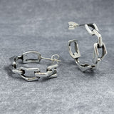 Saha Large Bridge Chain Silver Hoop Earrings