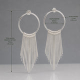 Saha RADA Cascade Long Hoop Silver Stud Earrings