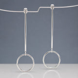 Saha RADA G Long Hoop Silver Stud Earrings