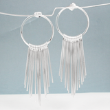 Saha RADA Cascade Long Hoop Silver Stud Earrings,Ê Shop affordable, high-quality jewellery in Kinsale, West Cork, Ireland designed by