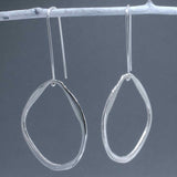 Saha Asymmetric Single Spinning Organic Oval Droplet Silver Dangle Earrings