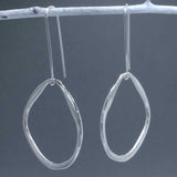 Saha Asymmetric Single Spinning Organic Oval Droplet Silver Dangle Earrings