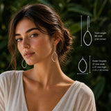 Saha Asymmetric Single Spinning Organic Oval Droplet Silver Dangle Earrings